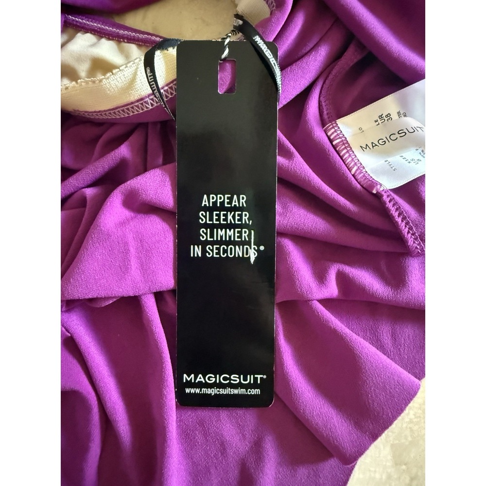 NWT Magicsuit Sophie Tankini Top Purple Color Hibiscus Pink Halter Sz 8 $134 - Picture 4 of 8